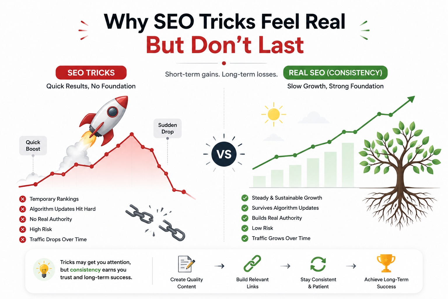 Why SEO tricks feel real but don’t last